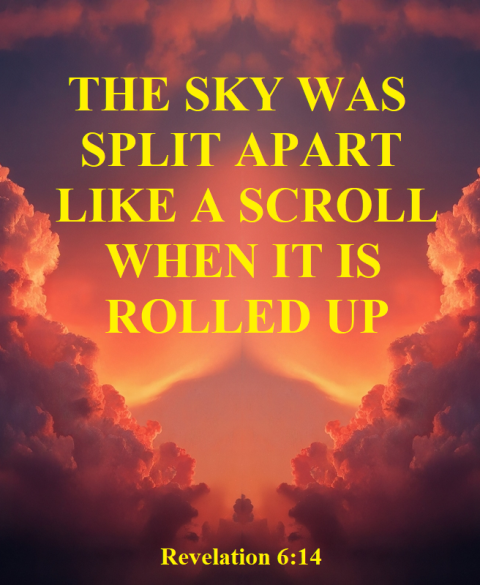 Sky rolled up like a scroll