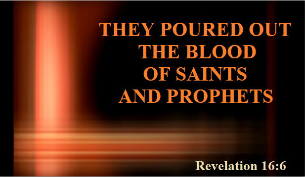 Water turns to blood. Revelation 16:4