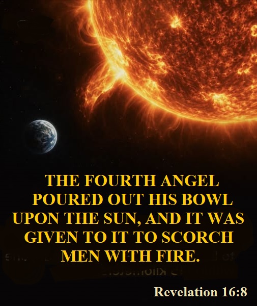 The fourth angel poured out his bowl upon the sun, and it was given to it to scorch men with fire. Revelation 16:8